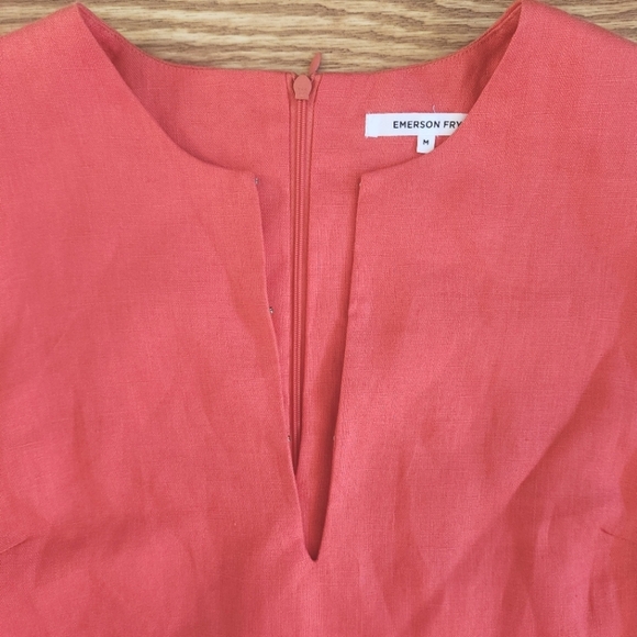 EUC EMERSON FRY Mod Shift Dress Linen Valencia Orange Sz M - Picture 12 of 15